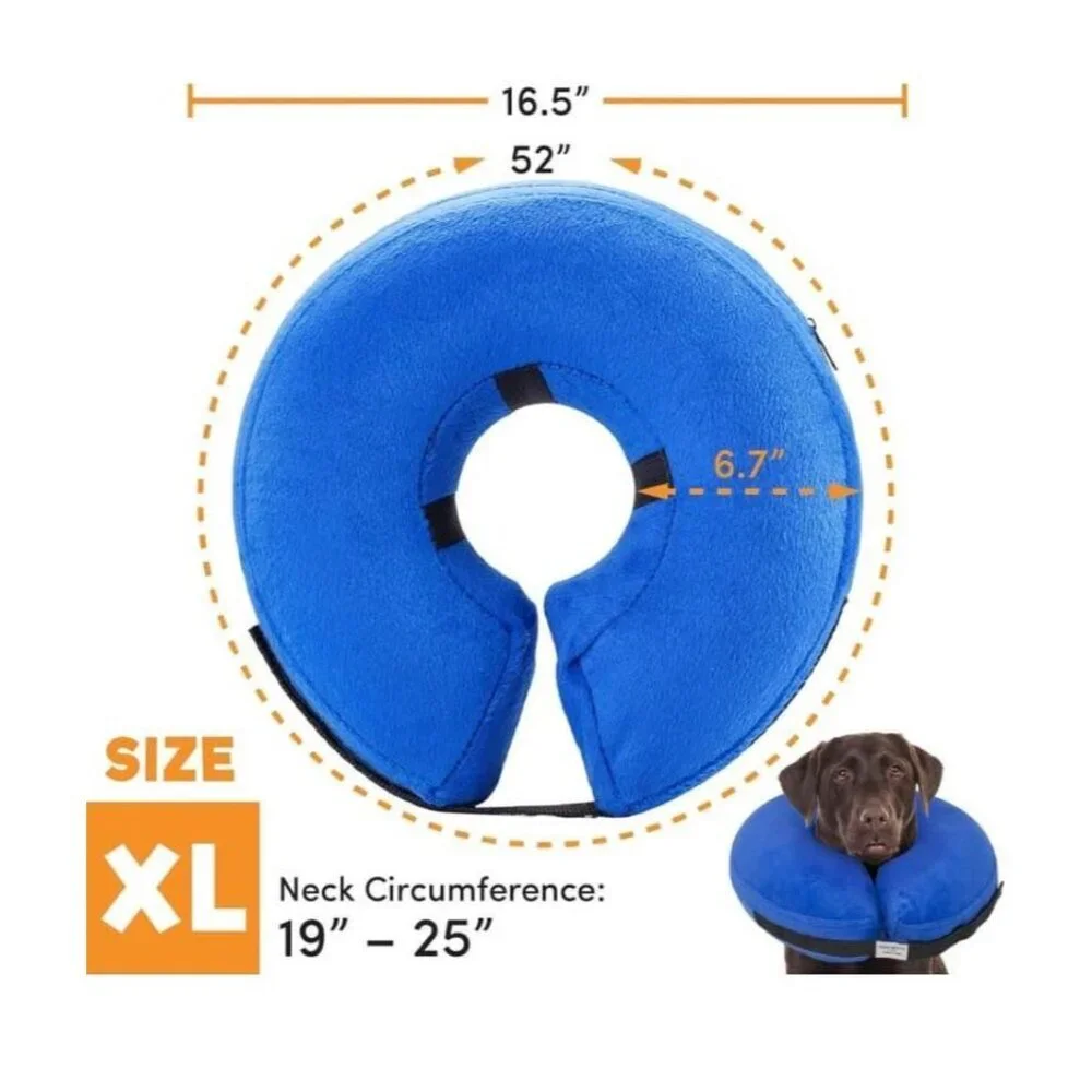 XL Protective Inflatable Collar for Dogs and Cats - Soft Pet Recovery Collar